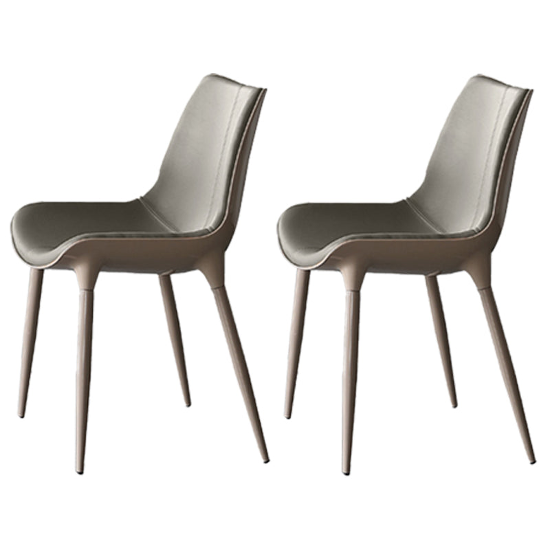 Contemporary Style Kitchen Metal Dining Chair Dining Armless Side Chairs Grey 2 Piece Set Clearhalo ' kitchen&dining_furn' 'Dining Chairs' 'Dining Tables & Seating' 'dining_chair' 'furn' 'furn_dining_chair' 'Furniture' 'furniture_dining_chair' 'Kitchen & Dining Furniture' 'kitchen' 4097751