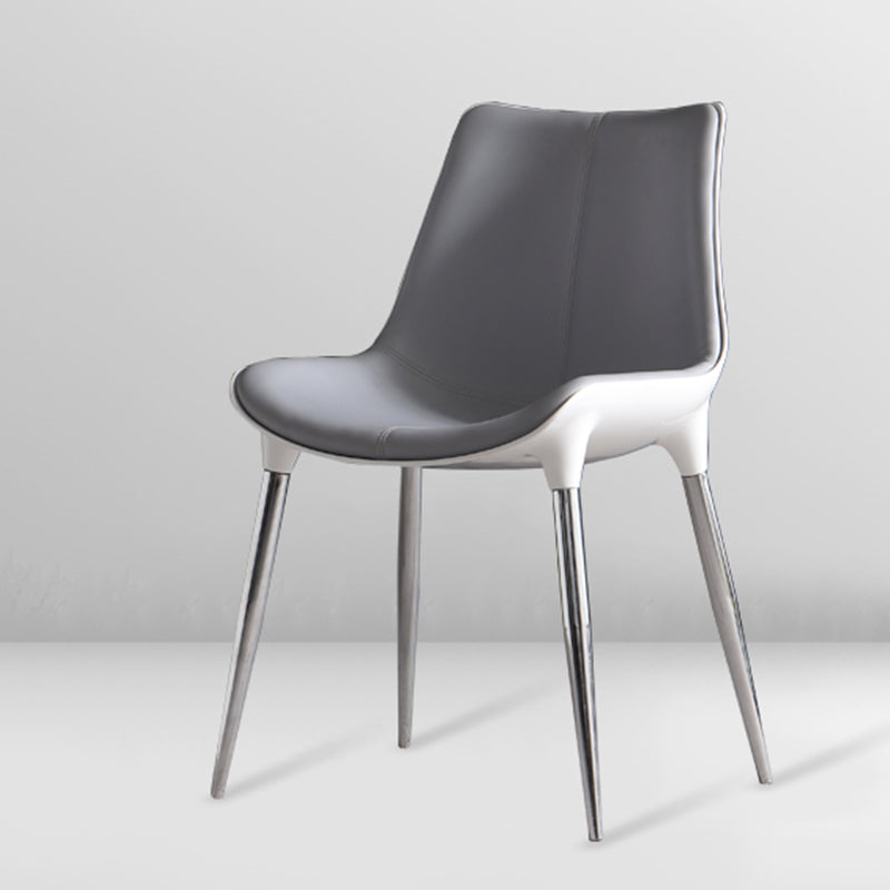 Contemporary Style Kitchen Metal Dining Chair Dining Armless Side Chairs Gray-White 1 Piece Clearhalo ' kitchen&dining_furn' 'Dining Chairs' 'Dining Tables & Seating' 'dining_chair' 'furn' 'furn_dining_chair' 'Furniture' 'furniture_dining_chair' 'Kitchen & Dining Furniture' 'kitchen' 4097756