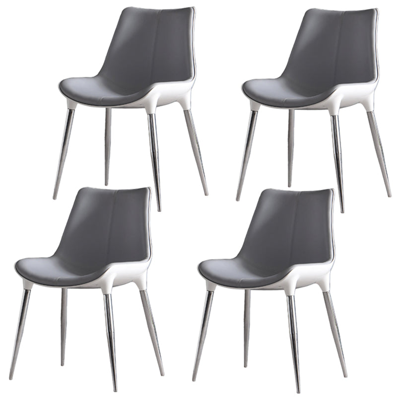 Contemporary Style Kitchen Metal Dining Chair Dining Armless Side Chairs Gray-White 2 Piece Set Clearhalo ' kitchen&dining_furn' 'Dining Chairs' 'Dining Tables & Seating' 'dining_chair' 'furn' 'furn_dining_chair' 'Furniture' 'furniture_dining_chair' 'Kitchen & Dining Furniture' 'kitchen' 4097757