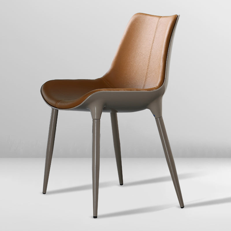 Contemporary Style Kitchen Metal Dining Chair Dining Armless Side Chairs Yellow 1 Piece Clearhalo ' kitchen&dining_furn' 'Dining Chairs' 'Dining Tables & Seating' 'dining_chair' 'furn' 'furn_dining_chair' 'Furniture' 'furniture_dining_chair' 'Kitchen & Dining Furniture' 'kitchen' 4097762