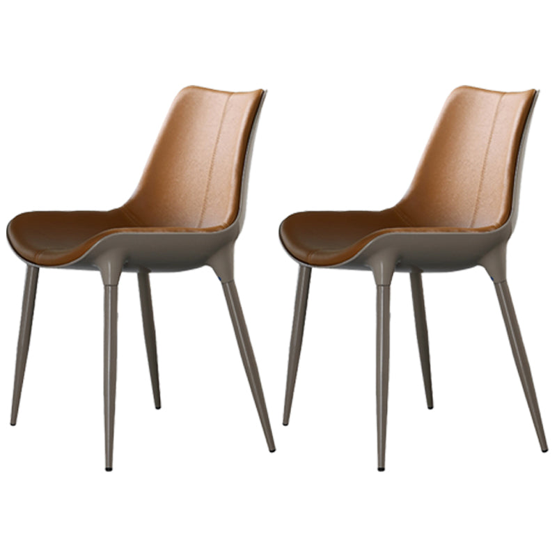 Contemporary Style Kitchen Metal Dining Chair Dining Armless Side Chairs Yellow 2 Piece Set Clearhalo ' kitchen&dining_furn' 'Dining Chairs' 'Dining Tables & Seating' 'dining_chair' 'furn' 'furn_dining_chair' 'Furniture' 'furniture_dining_chair' 'Kitchen & Dining Furniture' 'kitchen' 4097763