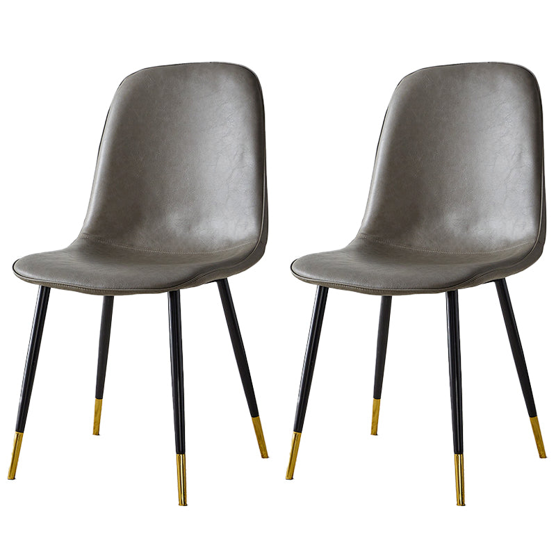 Upholstered Armless Dining Chairs Home Side Chairs with Metal Legs (Set of 2) Grey Brass Gold Clearhalo ' kitchen&dining_furn' 'Dining Chairs' 'Dining Tables & Seating' 'dining_chair' 'furn' 'furn_dining_chair' 'Furniture' 'furniture_dining_chair' 'Kitchen & Dining Furniture' 'kitchen' 4097770