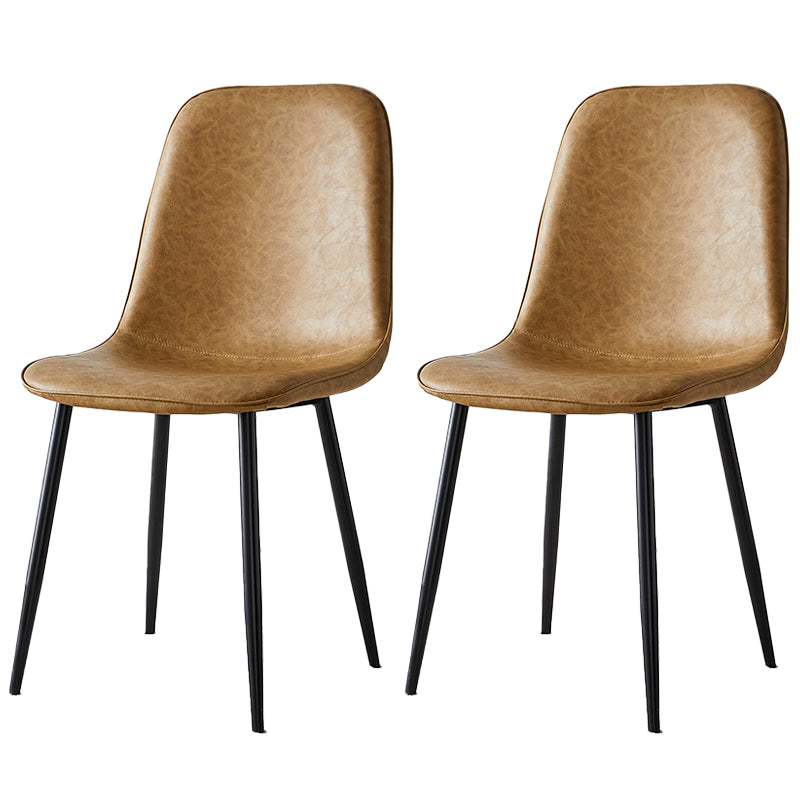 Upholstered Armless Dining Chairs Home Side Chairs with Metal Legs (Set of 2) Camel Black Clearhalo ' kitchen&dining_furn' 'Dining Chairs' 'Dining Tables & Seating' 'dining_chair' 'furn' 'furn_dining_chair' 'Furniture' 'furniture_dining_chair' 'Kitchen & Dining Furniture' 'kitchen' 4097772