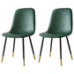 Upholstered Armless Dining Chairs Home Side Chairs with Metal Legs (Set of 2) Green Brass Gold Clearhalo ' kitchen&dining_furn' 'Dining Chairs' 'Dining Tables & Seating' 'dining_chair' 'furn' 'furn_dining_chair' 'Furniture' 'furniture_dining_chair' 'Kitchen & Dining Furniture' 'kitchen' 4097775