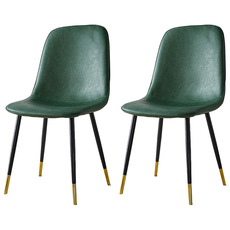 Upholstered Armless Dining Chairs Home Side Chairs with Metal Legs (Set of 2) Green Brass Gold Clearhalo ' kitchen&dining_furn' 'Dining Chairs' 'Dining Tables & Seating' 'dining_chair' 'furn' 'furn_dining_chair' 'Furniture' 'furniture_dining_chair' 'Kitchen & Dining Furniture' 'kitchen' 4097775