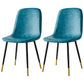 Upholstered Armless Dining Chairs Home Side Chairs with Metal Legs (Set of 2) Aqua Brass Gold Clearhalo ' kitchen&dining_furn' 'Dining Chairs' 'Dining Tables & Seating' 'dining_chair' 'furn' 'furn_dining_chair' 'Furniture' 'furniture_dining_chair' 'Kitchen & Dining Furniture' 'kitchen' 4097776