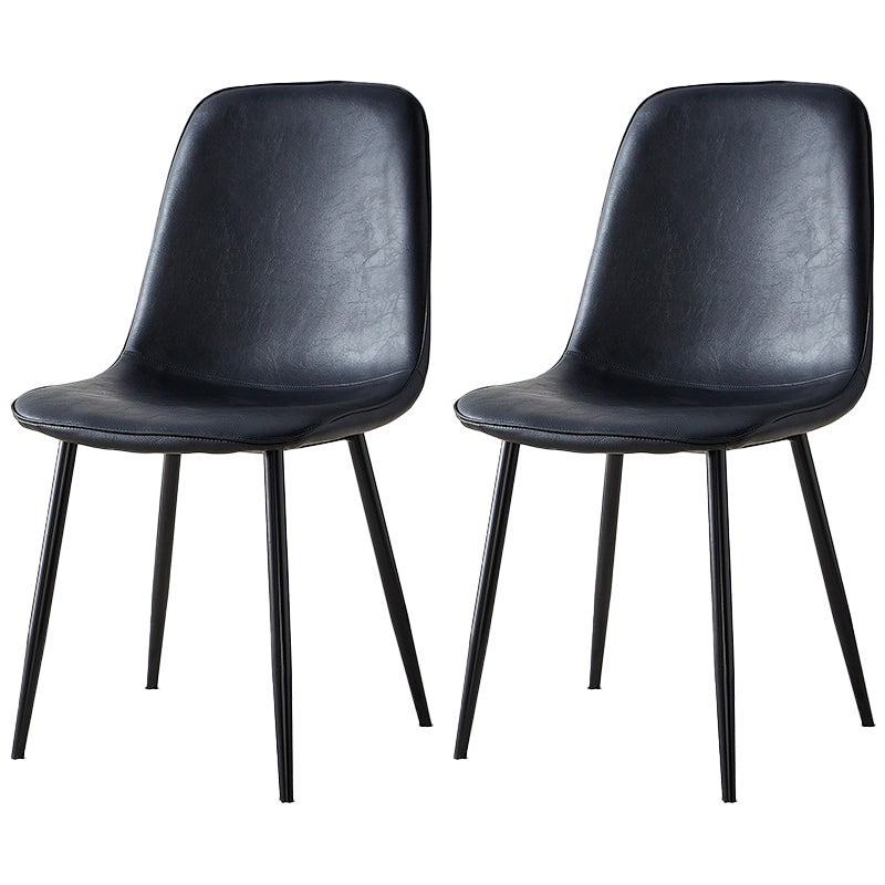 Upholstered Armless Dining Chairs Home Side Chairs with Metal Legs (Set of 2) Black Black Clearhalo ' kitchen&dining_furn' 'Dining Chairs' 'Dining Tables & Seating' 'dining_chair' 'furn' 'furn_dining_chair' 'Furniture' 'furniture_dining_chair' 'Kitchen & Dining Furniture' 'kitchen' 4097779