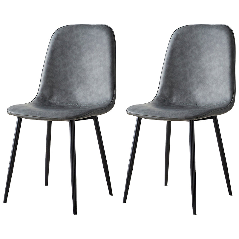 Upholstered Armless Dining Chairs Home Side Chairs with Metal Legs (Set of 2) Dark Gray Black Clearhalo ' kitchen&dining_furn' 'Dining Chairs' 'Dining Tables & Seating' 'dining_chair' 'furn' 'furn_dining_chair' 'Furniture' 'furniture_dining_chair' 'Kitchen & Dining Furniture' 'kitchen' 4097781