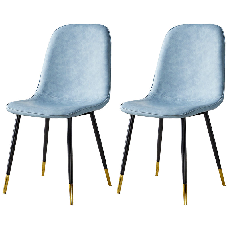 Upholstered Armless Dining Chairs Home Side Chairs with Metal Legs (Set of 2) Light Blue Brass Gold Clearhalo ' kitchen&dining_furn' 'Dining Chairs' 'Dining Tables & Seating' 'dining_chair' 'furn' 'furn_dining_chair' 'Furniture' 'furniture_dining_chair' 'Kitchen & Dining Furniture' 'kitchen' 4097783