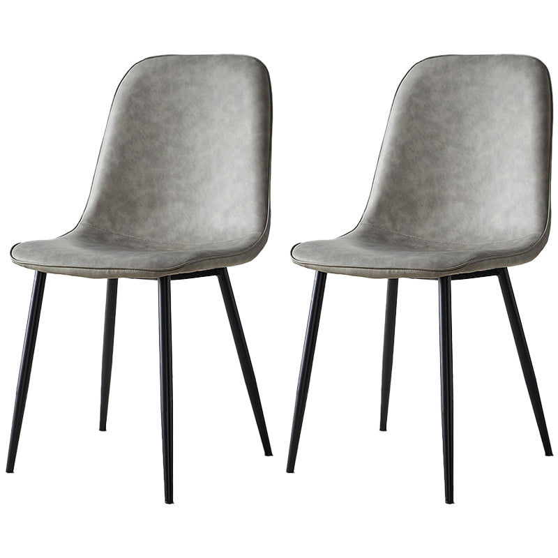 Upholstered Armless Dining Chairs Home Side Chairs with Metal Legs (Set of 2) Light Gray Black Clearhalo ' kitchen&dining_furn' 'Dining Chairs' 'Dining Tables & Seating' 'dining_chair' 'furn' 'furn_dining_chair' 'Furniture' 'furniture_dining_chair' 'Kitchen & Dining Furniture' 'kitchen' 4097784