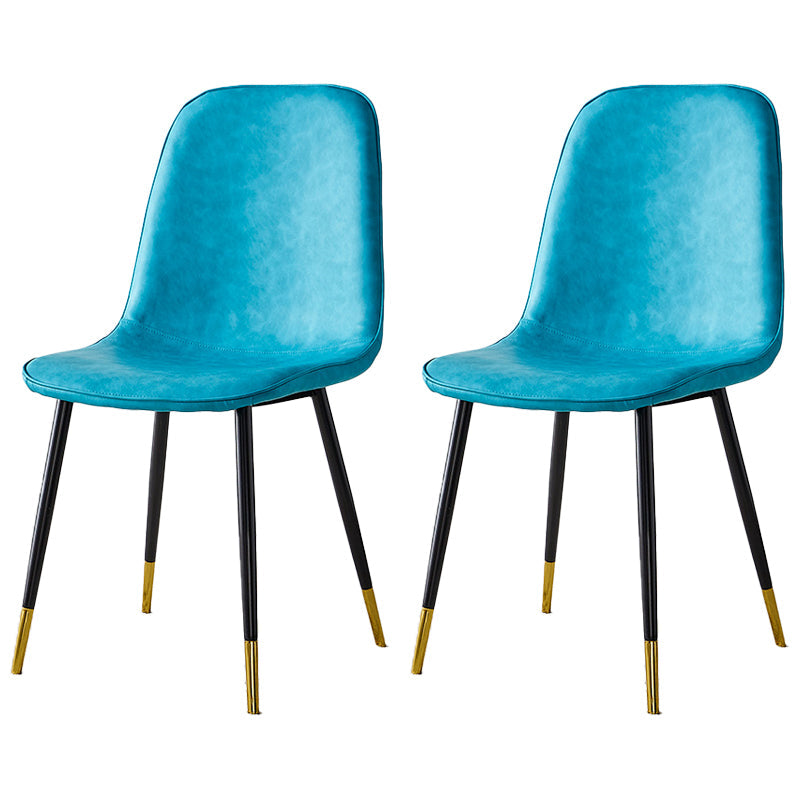 Upholstered Armless Dining Chairs Home Side Chairs with Metal Legs (Set of 2) Blue Brass Gold Clearhalo ' kitchen&dining_furn' 'Dining Chairs' 'Dining Tables & Seating' 'dining_chair' 'furn' 'furn_dining_chair' 'Furniture' 'furniture_dining_chair' 'Kitchen & Dining Furniture' 'kitchen' 4097789