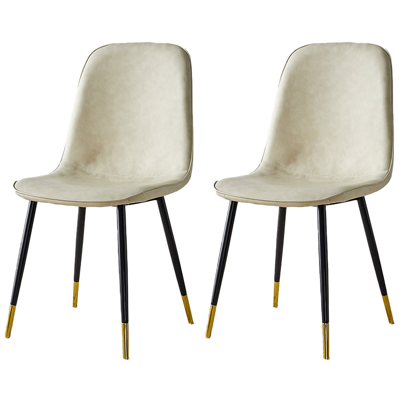 Upholstered Armless Dining Chairs Home Side Chairs with Metal Legs (Set of 2) Off-White Brass Gold Clearhalo ' kitchen&dining_furn' 'Dining Chairs' 'Dining Tables & Seating' 'dining_chair' 'furn' 'furn_dining_chair' 'Furniture' 'furniture_dining_chair' 'Kitchen & Dining Furniture' 'kitchen' 4097790