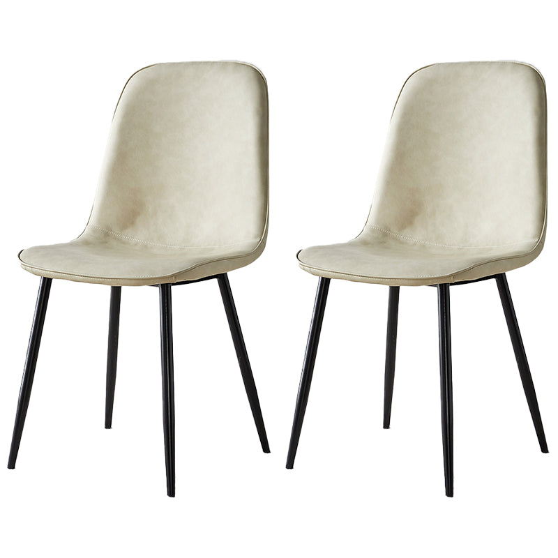 Upholstered Armless Dining Chairs Home Side Chairs with Metal Legs (Set of 2) Off-White Black Clearhalo ' kitchen&dining_furn' 'Dining Chairs' 'Dining Tables & Seating' 'dining_chair' 'furn' 'furn_dining_chair' 'Furniture' 'furniture_dining_chair' 'Kitchen & Dining Furniture' 'kitchen' 4097791
