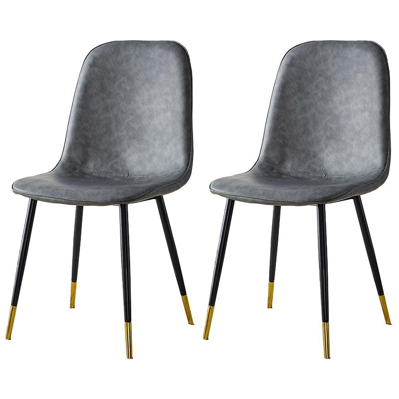 Upholstered Armless Dining Chairs Home Side Chairs with Metal Legs (Set of 2) Dark Gray Brass Gold Clearhalo ' kitchen&dining_furn' 'Dining Chairs' 'Dining Tables & Seating' 'dining_chair' 'furn' 'furn_dining_chair' 'Furniture' 'furniture_dining_chair' 'Kitchen & Dining Furniture' 'kitchen' 4097795