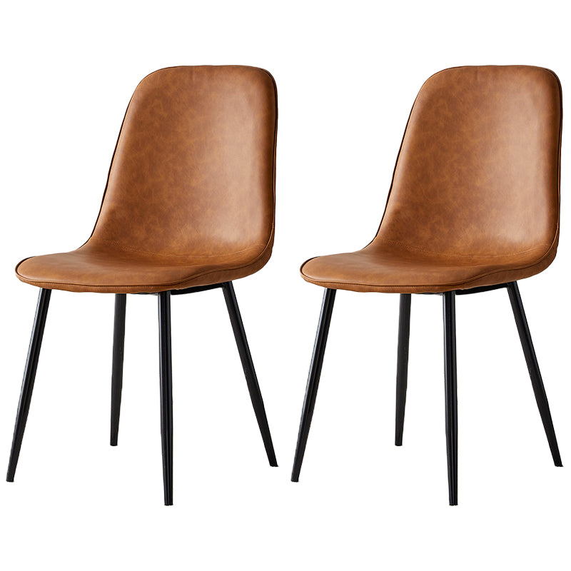 Upholstered Armless Dining Chairs Home Side Chairs with Metal Legs (Set of 2) Brown Black Clearhalo ' kitchen&dining_furn' 'Dining Chairs' 'Dining Tables & Seating' 'dining_chair' 'furn' 'furn_dining_chair' 'Furniture' 'furniture_dining_chair' 'Kitchen & Dining Furniture' 'kitchen' 4097796