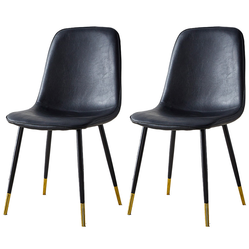 Upholstered Armless Dining Chairs Home Side Chairs with Metal Legs (Set of 2) Black Brass Gold Clearhalo ' kitchen&dining_furn' 'Dining Chairs' 'Dining Tables & Seating' 'dining_chair' 'furn' 'furn_dining_chair' 'Furniture' 'furniture_dining_chair' 'Kitchen & Dining Furniture' 'kitchen' 4097797
