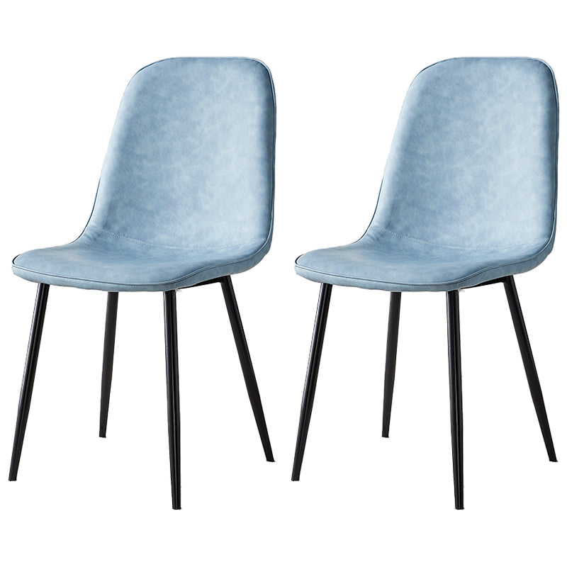 Upholstered Armless Dining Chairs Home Side Chairs with Metal Legs (Set of 2) Light Blue Black Clearhalo ' kitchen&dining_furn' 'Dining Chairs' 'Dining Tables & Seating' 'dining_chair' 'furn' 'furn_dining_chair' 'Furniture' 'furniture_dining_chair' 'Kitchen & Dining Furniture' 'kitchen' 4097799