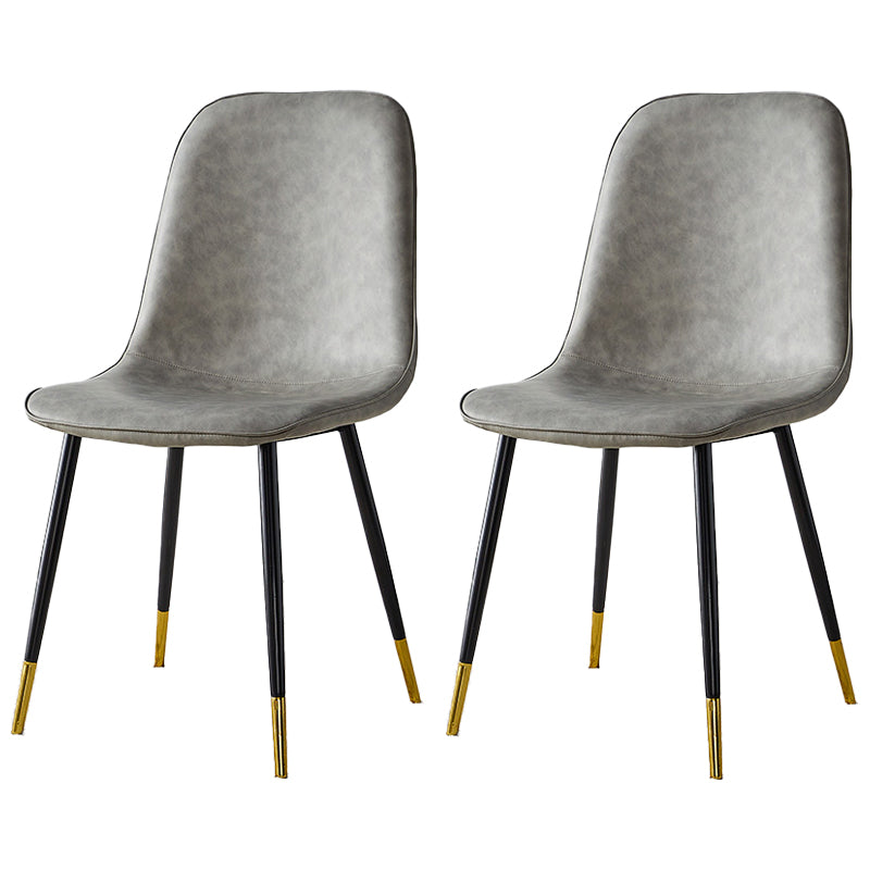 Upholstered Armless Dining Chairs Home Side Chairs with Metal Legs (Set of 2) Light Gray Brass Gold Clearhalo ' kitchen&dining_furn' 'Dining Chairs' 'Dining Tables & Seating' 'dining_chair' 'furn' 'furn_dining_chair' 'Furniture' 'furniture_dining_chair' 'Kitchen & Dining Furniture' 'kitchen' 4097801