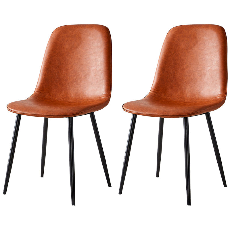 Upholstered Armless Dining Chairs Home Side Chairs with Metal Legs (Set of 2) Light Brown Black Clearhalo ' kitchen&dining_furn' 'Dining Chairs' 'Dining Tables & Seating' 'dining_chair' 'furn' 'furn_dining_chair' 'Furniture' 'furniture_dining_chair' 'Kitchen & Dining Furniture' 'kitchen' 4097802