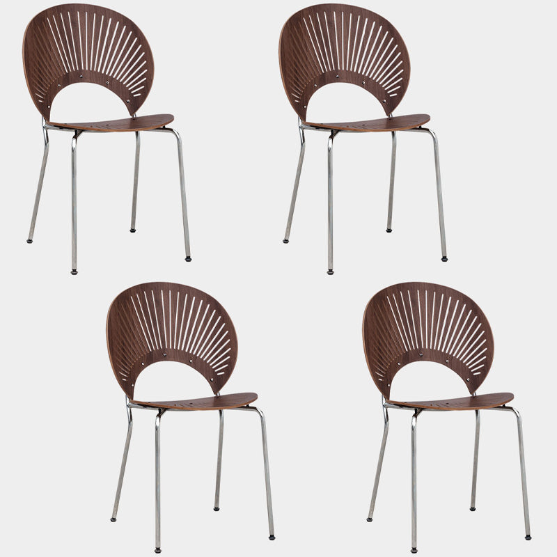 Industrial Style Dining Side Chair Metal Open Back Dining Chairs for Kitchen Walnut 4 Piece Set Clearhalo ' kitchen&dining_furn' 'Dining Chairs' 'Dining Tables & Seating' 'dining_chair' 'furn' 'furn_dining_chair' 'Furniture' 'furniture_dining_chair' 'Kitchen & Dining Furniture' 'kitchen' 4097824