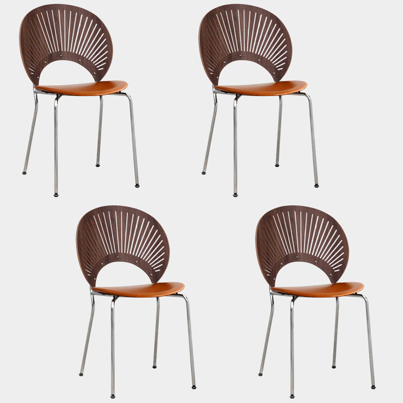 Industrial Style Dining Side Chair Metal Open Back Dining Chairs for Kitchen Dark Brown 4 Piece Set Clearhalo ' kitchen&dining_furn' 'Dining Chairs' 'Dining Tables & Seating' 'dining_chair' 'furn' 'furn_dining_chair' 'Furniture' 'furniture_dining_chair' 'Kitchen & Dining Furniture' 'kitchen' 4097827