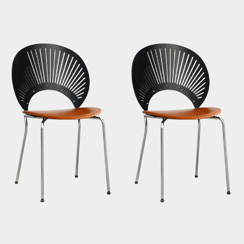 Industrial Style Dining Side Chair Metal Open Back Dining Chairs for Kitchen Gloss Black 2 Piece Set Clearhalo ' kitchen&dining_furn' 'Dining Chairs' 'Dining Tables & Seating' 'dining_chair' 'furn' 'furn_dining_chair' 'Furniture' 'furniture_dining_chair' 'Kitchen & Dining Furniture' 'kitchen' 4097832