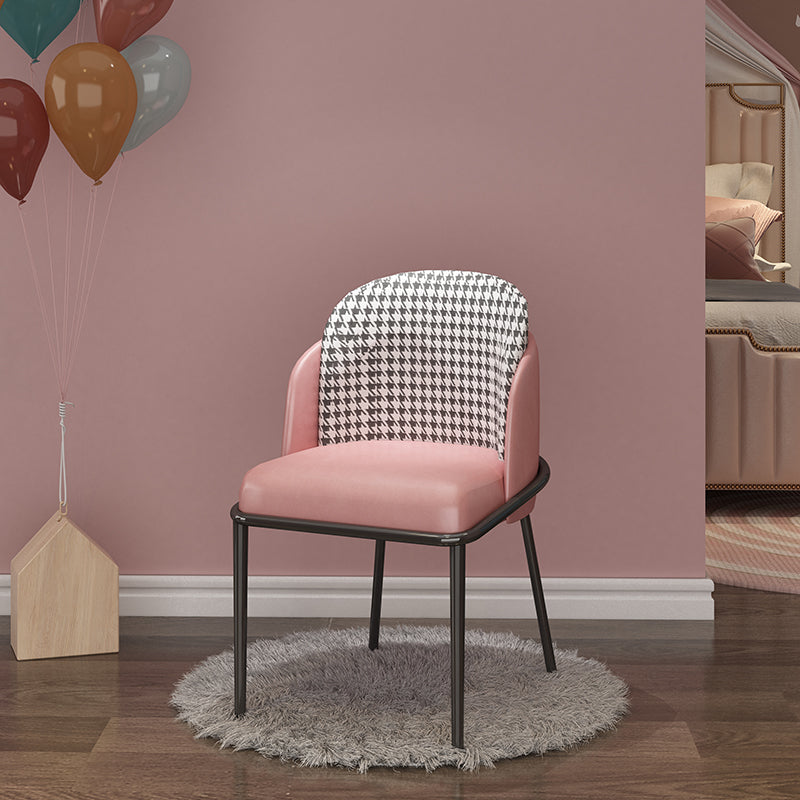 Scandinavian Style Upholstered Armless Dining Chair Solid Back Single Dining Chair Pink Clearhalo ' kitchen&dining_furn' 'Dining Chairs' 'Dining Tables & Seating' 'dining_chair' 'furn' 'furn_dining_chair' 'Furniture' 'furniture_dining_chair' 'Kitchen & Dining Furniture' 'kitchen' 4097839