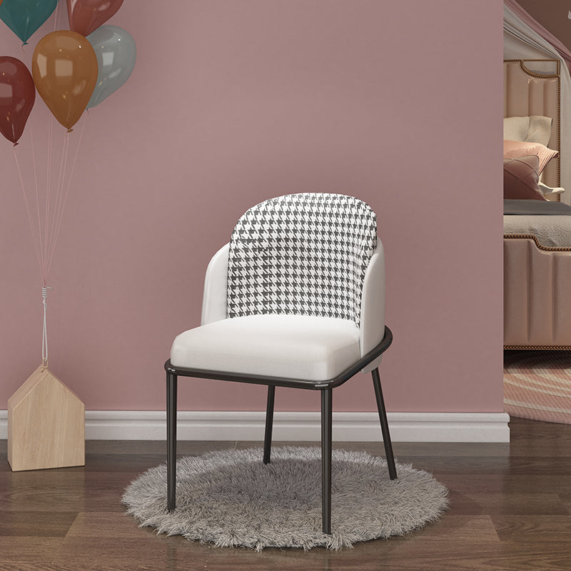 Scandinavian Style Upholstered Armless Dining Chair Solid Back Single Dining Chair Gloss White Clearhalo ' kitchen&dining_furn' 'Dining Chairs' 'Dining Tables & Seating' 'dining_chair' 'furn' 'furn_dining_chair' 'Furniture' 'furniture_dining_chair' 'Kitchen & Dining Furniture' 'kitchen' 4097844