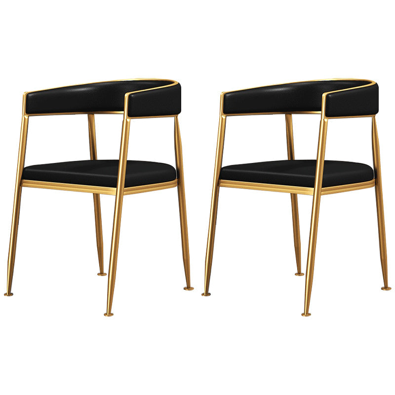 Nordic Style Open Back Dining Side Chair Linen Fabric Dining Armless Chair Gloss Black 2 Piece Set Clearhalo ' kitchen&dining_furn' 'Dining Chairs' 'Dining Tables & Seating' 'dining_chair' 'furn' 'furn_dining_chair' 'Furniture' 'furniture_dining_chair' 'Kitchen & Dining Furniture' 'kitchen' 4097863