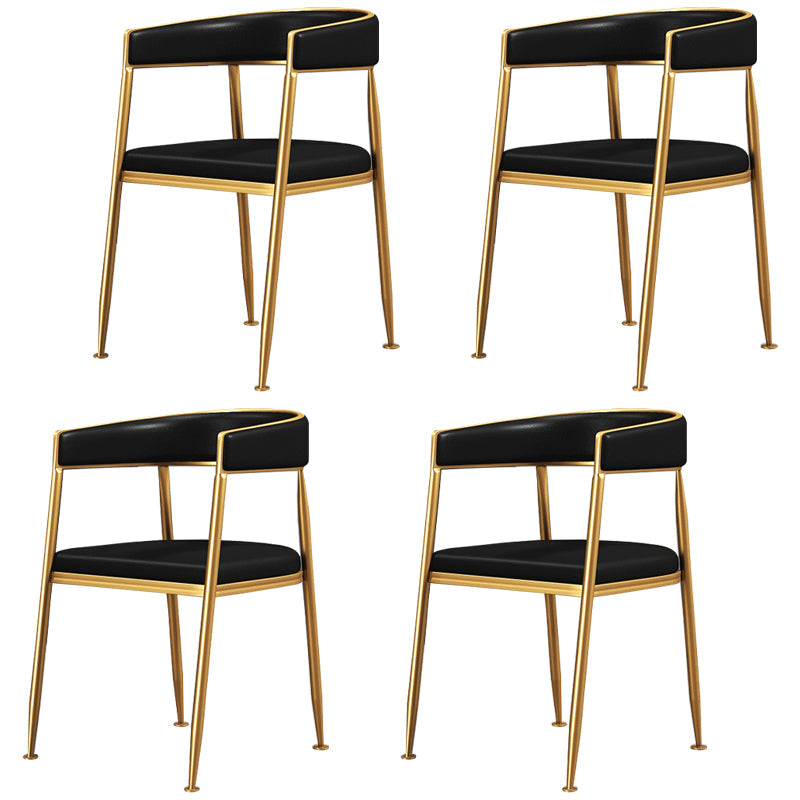 Nordic Style Open Back Dining Side Chair Linen Fabric Dining Armless Chair Gloss Black 4 Piece Set Clearhalo ' kitchen&dining_furn' 'Dining Chairs' 'Dining Tables & Seating' 'dining_chair' 'furn' 'furn_dining_chair' 'Furniture' 'furniture_dining_chair' 'Kitchen & Dining Furniture' 'kitchen' 4097866