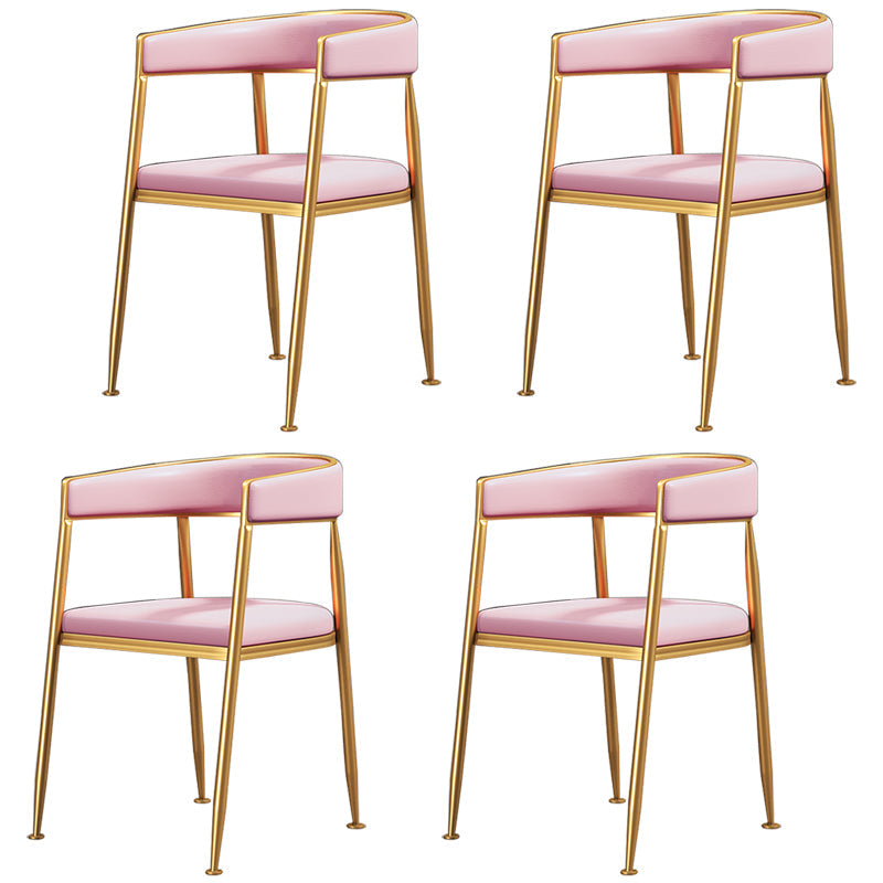 Nordic Style Open Back Dining Side Chair Linen Fabric Dining Armless Chair Nude Pink 4 Piece Set Clearhalo ' kitchen&dining_furn' 'Dining Chairs' 'Dining Tables & Seating' 'dining_chair' 'furn' 'furn_dining_chair' 'Furniture' 'furniture_dining_chair' 'Kitchen & Dining Furniture' 'kitchen' 4097871