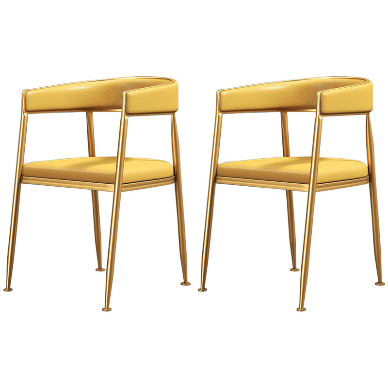 Nordic Style Open Back Dining Side Chair Linen Fabric Dining Armless Chair Yellow 2 Piece Set Clearhalo ' kitchen&dining_furn' 'Dining Chairs' 'Dining Tables & Seating' 'dining_chair' 'furn' 'furn_dining_chair' 'Furniture' 'furniture_dining_chair' 'Kitchen & Dining Furniture' 'kitchen' 4097873