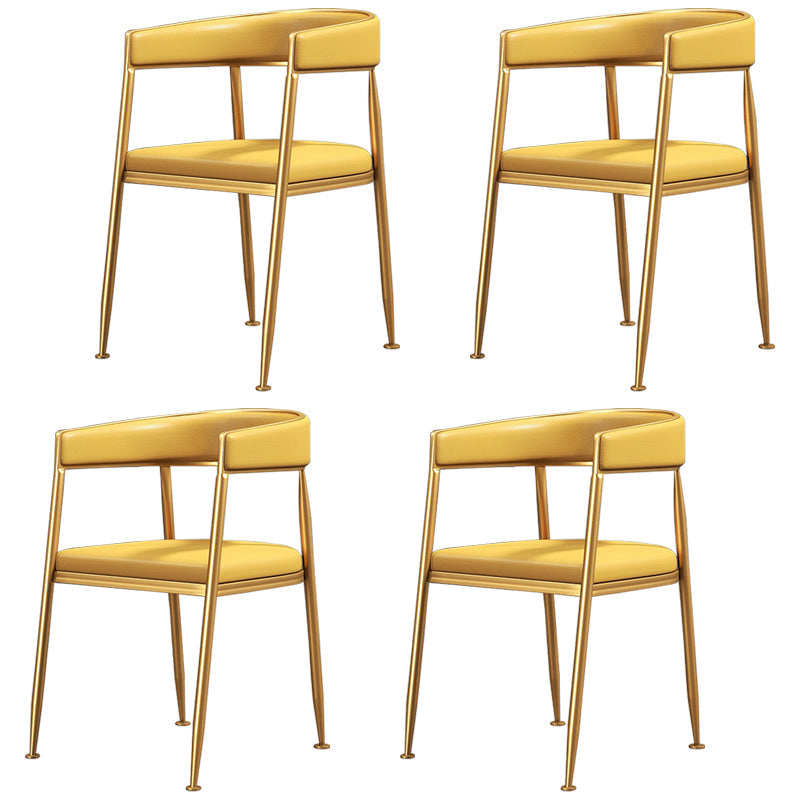 Nordic Style Open Back Dining Side Chair Linen Fabric Dining Armless Chair Yellow 4 Piece Set Clearhalo ' kitchen&dining_furn' 'Dining Chairs' 'Dining Tables & Seating' 'dining_chair' 'furn' 'furn_dining_chair' 'Furniture' 'furniture_dining_chair' 'Kitchen & Dining Furniture' 'kitchen' 4097874