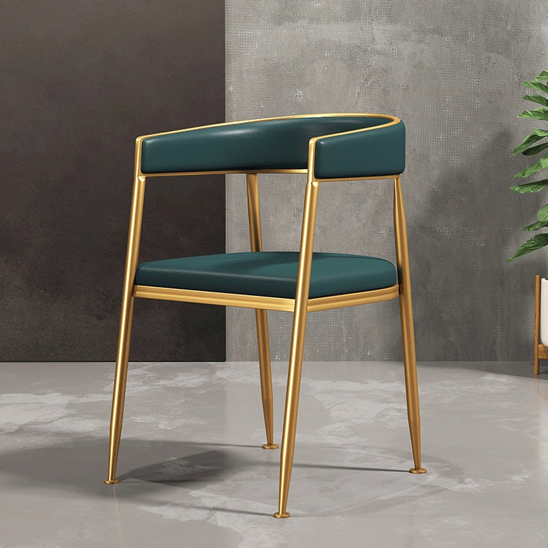 Nordic Style Open Back Dining Side Chair Linen Fabric Dining Armless Chair Dark Army Green 1 Piece Clearhalo ' kitchen&dining_furn' 'Dining Chairs' 'Dining Tables & Seating' 'dining_chair' 'furn' 'furn_dining_chair' 'Furniture' 'furniture_dining_chair' 'Kitchen & Dining Furniture' 'kitchen' 4097881