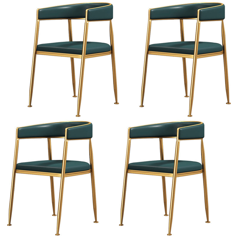 Nordic Style Open Back Dining Side Chair Linen Fabric Dining Armless Chair Dark Army Green 4 Piece Set Clearhalo ' kitchen&dining_furn' 'Dining Chairs' 'Dining Tables & Seating' 'dining_chair' 'furn' 'furn_dining_chair' 'Furniture' 'furniture_dining_chair' 'Kitchen & Dining Furniture' 'kitchen' 4097883