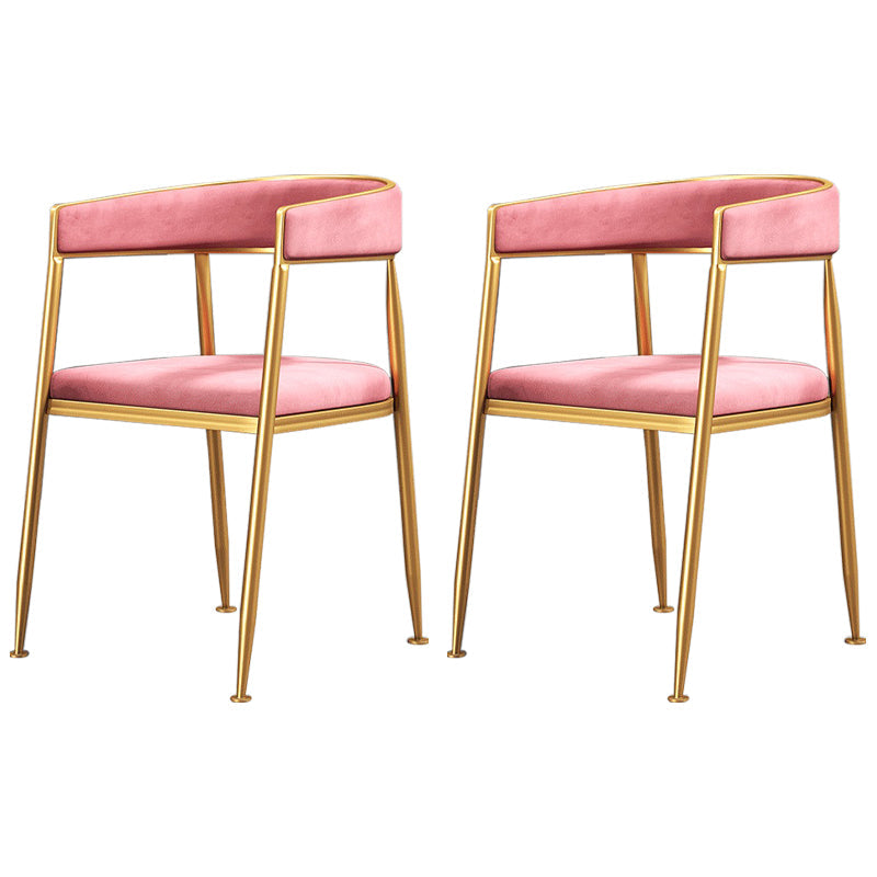 Nordic Style Open Back Dining Side Chair Linen Fabric Dining Armless Chair Pink 2 Piece Set Clearhalo ' kitchen&dining_furn' 'Dining Chairs' 'Dining Tables & Seating' 'dining_chair' 'furn' 'furn_dining_chair' 'Furniture' 'furniture_dining_chair' 'Kitchen & Dining Furniture' 'kitchen' 4097891