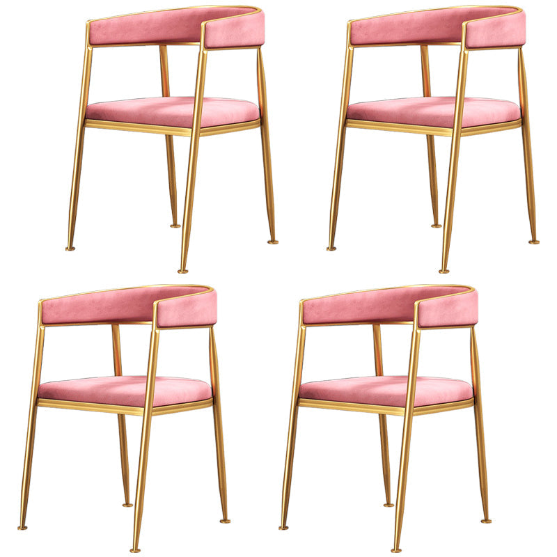 Nordic Style Open Back Dining Side Chair Linen Fabric Dining Armless Chair Pink 4 Piece Set Clearhalo ' kitchen&dining_furn' 'Dining Chairs' 'Dining Tables & Seating' 'dining_chair' 'furn' 'furn_dining_chair' 'Furniture' 'furniture_dining_chair' 'Kitchen & Dining Furniture' 'kitchen' 4097892