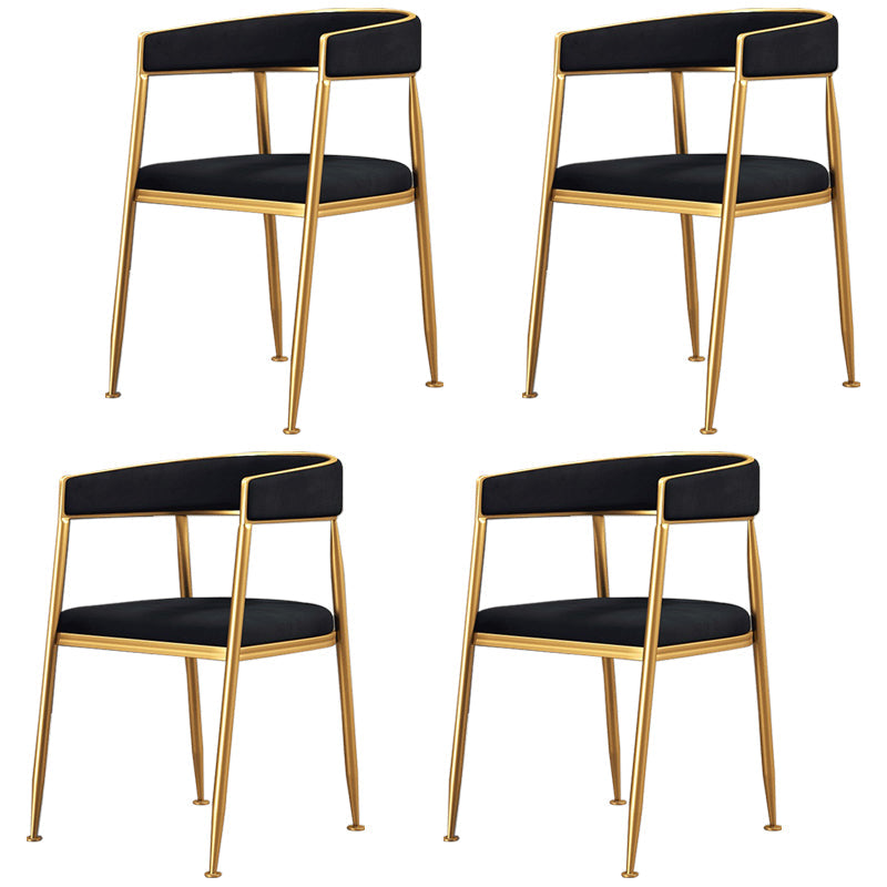 Nordic Style Open Back Dining Side Chair Linen Fabric Dining Armless Chair Black 4 Piece Set Clearhalo ' kitchen&dining_furn' 'Dining Chairs' 'Dining Tables & Seating' 'dining_chair' 'furn' 'furn_dining_chair' 'Furniture' 'furniture_dining_chair' 'Kitchen & Dining Furniture' 'kitchen' 4097898