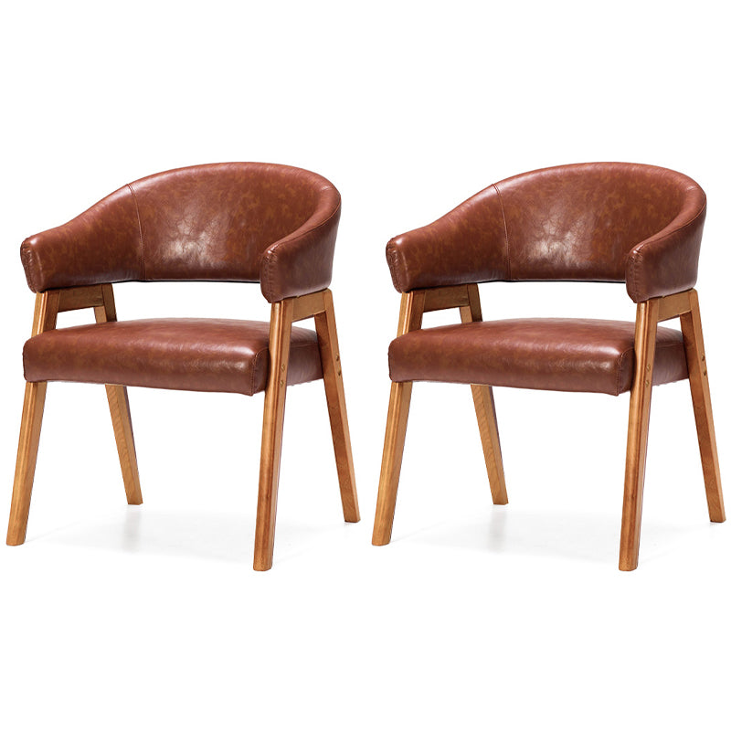 Modern Dining Arm Chair Upholstered Armchair with Wood Legs (Set of 2) Light Coffee Natural Wood Clearhalo ' kitchen&dining_furn' 'Dining Chairs' 'Dining Tables & Seating' 'dining_chair' 'furn' 'furn_dining_chair' 'Furniture' 'furniture_dining_chair' 'Kitchen & Dining Furniture' 'kitchen' 4097914