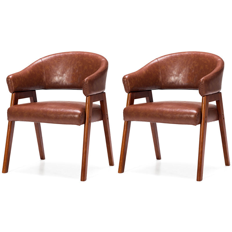 Modern Dining Arm Chair Upholstered Armchair with Wood Legs (Set of 2) Light Coffee Walnut Clearhalo ' kitchen&dining_furn' 'Dining Chairs' 'Dining Tables & Seating' 'dining_chair' 'furn' 'furn_dining_chair' 'Furniture' 'furniture_dining_chair' 'Kitchen & Dining Furniture' 'kitchen' 4097917