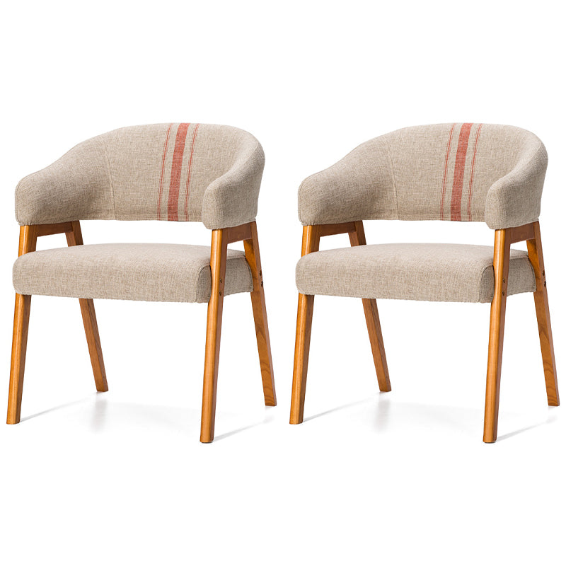 Modern Dining Arm Chair Upholstered Armchair with Wood Legs (Set of 2) White-Red Natural Wood Clearhalo ' kitchen&dining_furn' 'Dining Chairs' 'Dining Tables & Seating' 'dining_chair' 'furn' 'furn_dining_chair' 'Furniture' 'furniture_dining_chair' 'Kitchen & Dining Furniture' 'kitchen' 4097918