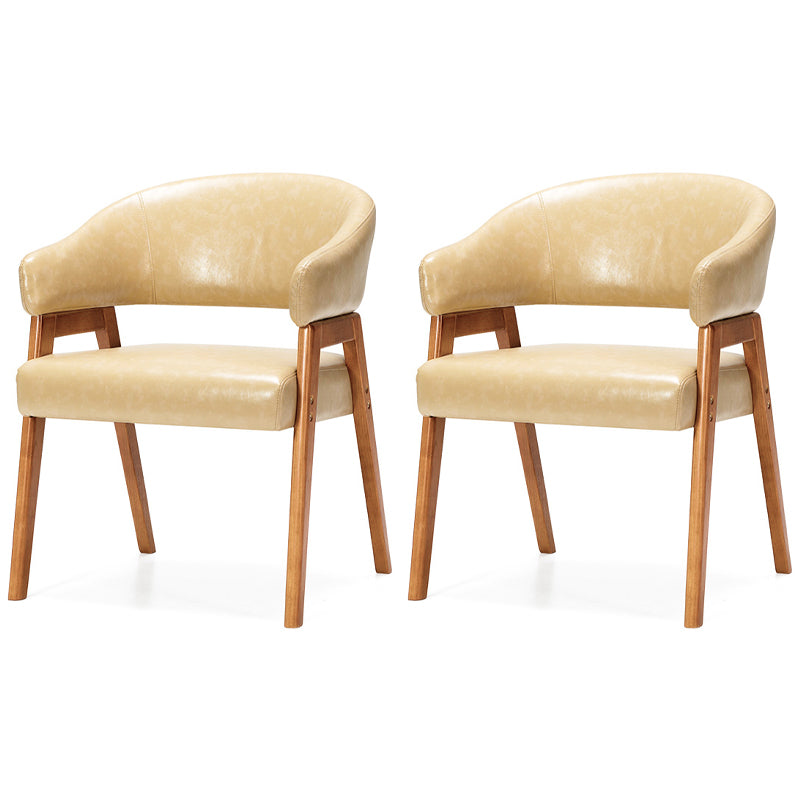 Modern Dining Arm Chair Upholstered Armchair with Wood Legs (Set of 2) Light Camel Natural Wood Clearhalo ' kitchen&dining_furn' 'Dining Chairs' 'Dining Tables & Seating' 'dining_chair' 'furn' 'furn_dining_chair' 'Furniture' 'furniture_dining_chair' 'Kitchen & Dining Furniture' 'kitchen' 4097920