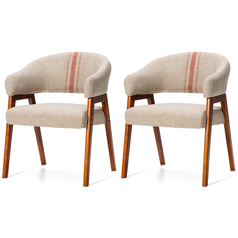 Modern Dining Arm Chair Upholstered Armchair with Wood Legs (Set of 2) White-Red Walnut Clearhalo ' kitchen&dining_furn' 'Dining Chairs' 'Dining Tables & Seating' 'dining_chair' 'furn' 'furn_dining_chair' 'Furniture' 'furniture_dining_chair' 'Kitchen & Dining Furniture' 'kitchen' 4097925
