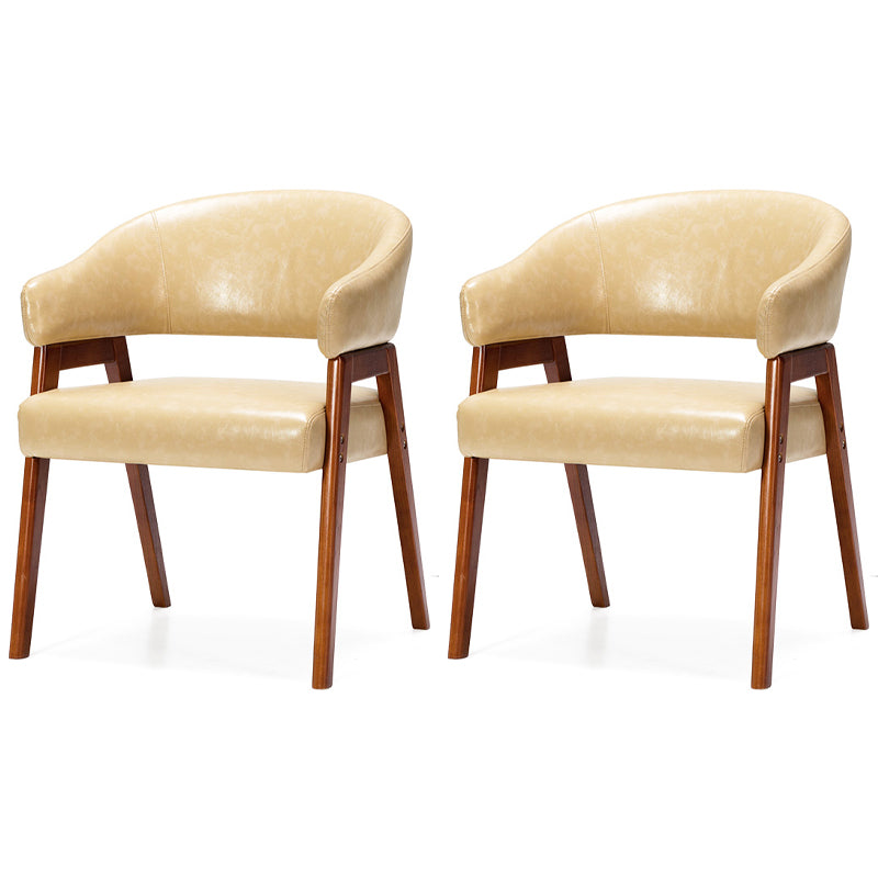 Modern Dining Arm Chair Upholstered Armchair with Wood Legs (Set of 2) Light Camel Walnut Clearhalo ' kitchen&dining_furn' 'Dining Chairs' 'Dining Tables & Seating' 'dining_chair' 'furn' 'furn_dining_chair' 'Furniture' 'furniture_dining_chair' 'Kitchen & Dining Furniture' 'kitchen' 4097928