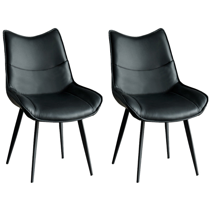 Contemporary Style Dining Chair Kitchen Armless Side Chairs with Metal Legs Black 2 Piece Set Clearhalo ' kitchen&dining_furn' 'Dining Chairs' 'Dining Tables & Seating' 'dining_chair' 'furn' 'furn_dining_chair' 'Furniture' 'furniture_dining_chair' 'Kitchen & Dining Furniture' 'kitchen' 4097932