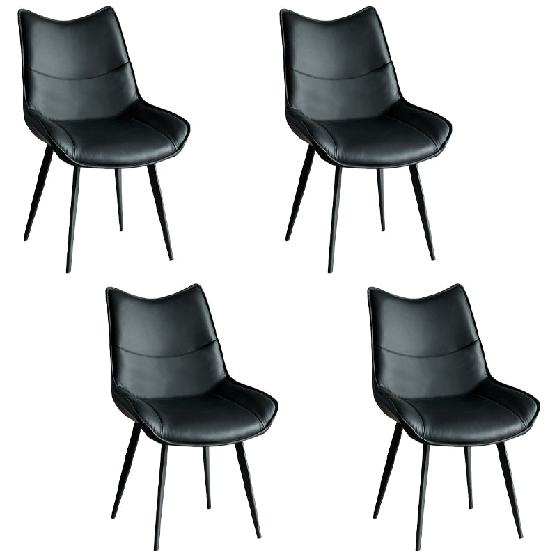 Contemporary Style Dining Chair Kitchen Armless Side Chairs with Metal Legs Black 4 Piece Set Clearhalo ' kitchen&dining_furn' 'Dining Chairs' 'Dining Tables & Seating' 'dining_chair' 'furn' 'furn_dining_chair' 'Furniture' 'furniture_dining_chair' 'Kitchen & Dining Furniture' 'kitchen' 4097934