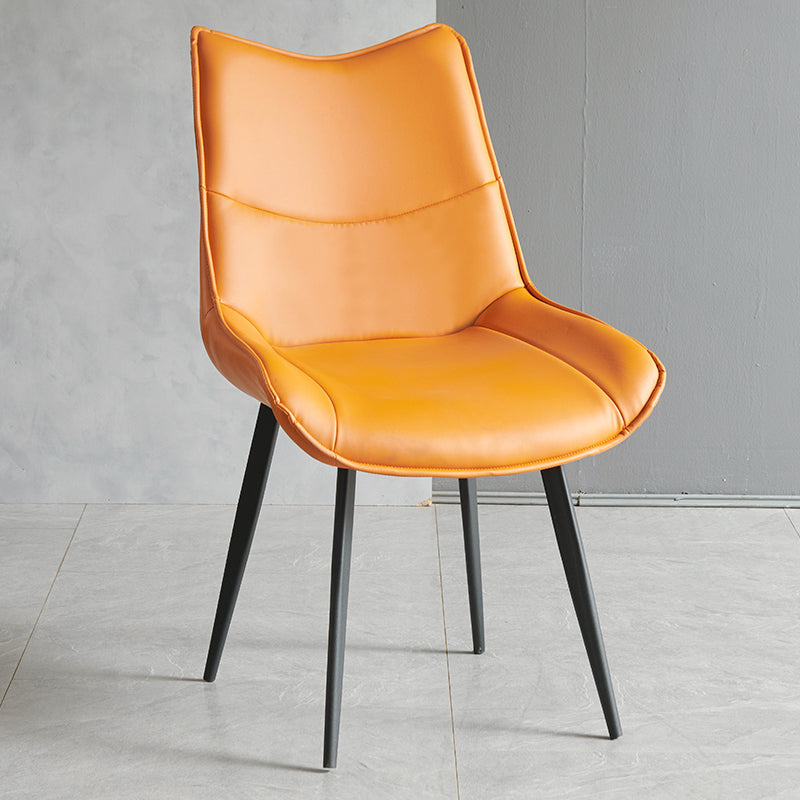 Contemporary Style Dining Chair Kitchen Armless Side Chairs with Metal Legs Orange 1 Piece Clearhalo ' kitchen&dining_furn' 'Dining Chairs' 'Dining Tables & Seating' 'dining_chair' 'furn' 'furn_dining_chair' 'Furniture' 'furniture_dining_chair' 'Kitchen & Dining Furniture' 'kitchen' 4097937