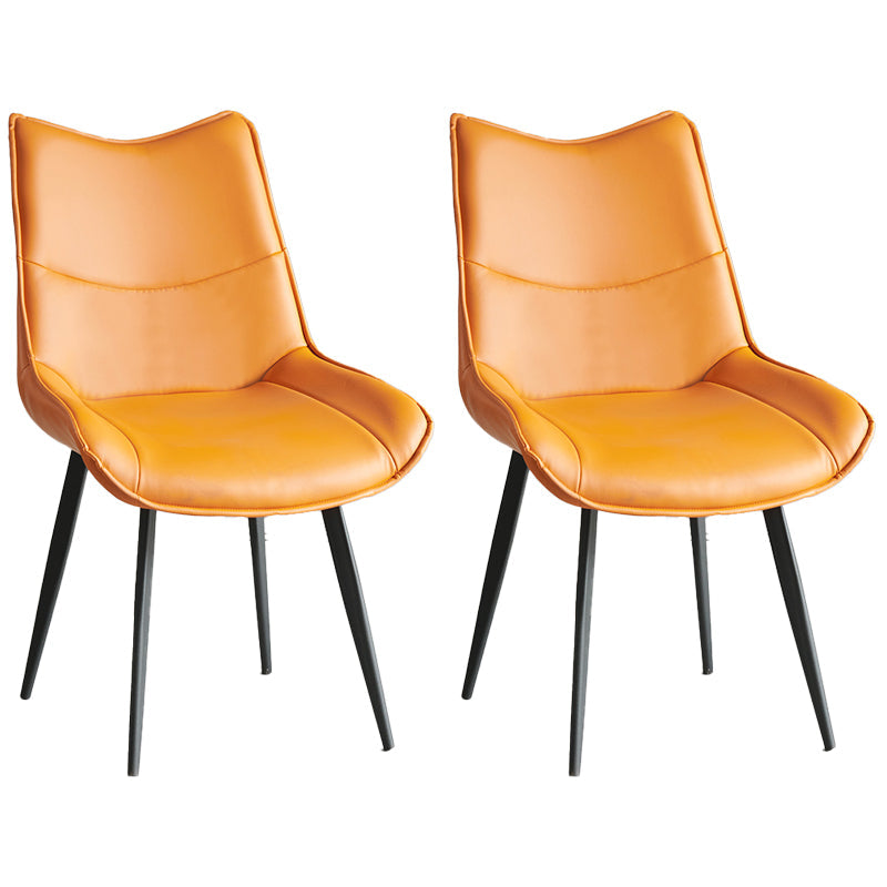 Contemporary Style Dining Chair Kitchen Armless Side Chairs with Metal Legs Orange 2 Piece Set Clearhalo ' kitchen&dining_furn' 'Dining Chairs' 'Dining Tables & Seating' 'dining_chair' 'furn' 'furn_dining_chair' 'Furniture' 'furniture_dining_chair' 'Kitchen & Dining Furniture' 'kitchen' 4097938