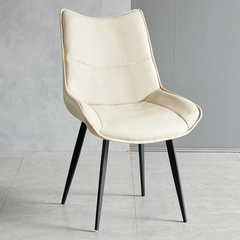 Contemporary Style Dining Chair Kitchen Armless Side Chairs with Metal Legs Off-White 1 Piece Clearhalo ' kitchen&dining_furn' 'Dining Chairs' 'Dining Tables & Seating' 'dining_chair' 'furn' 'furn_dining_chair' 'Furniture' 'furniture_dining_chair' 'Kitchen & Dining Furniture' 'kitchen' 4097943