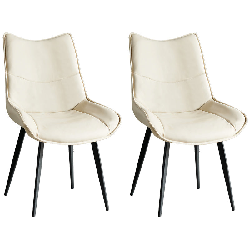 Contemporary Style Dining Chair Kitchen Armless Side Chairs with Metal Legs Off-White 2 Piece Set Clearhalo ' kitchen&dining_furn' 'Dining Chairs' 'Dining Tables & Seating' 'dining_chair' 'furn' 'furn_dining_chair' 'Furniture' 'furniture_dining_chair' 'Kitchen & Dining Furniture' 'kitchen' 4097944